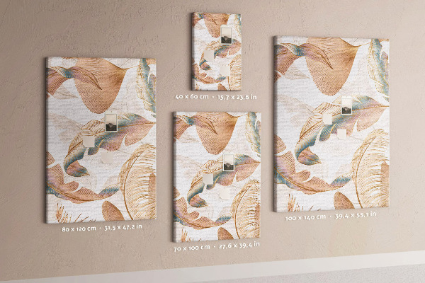 Tablero de corcho para pared con diseño de hojas delicadas en tonos pastel