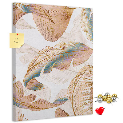 Tablero de corcho para pared con diseño de hojas delicadas en tonos pastel