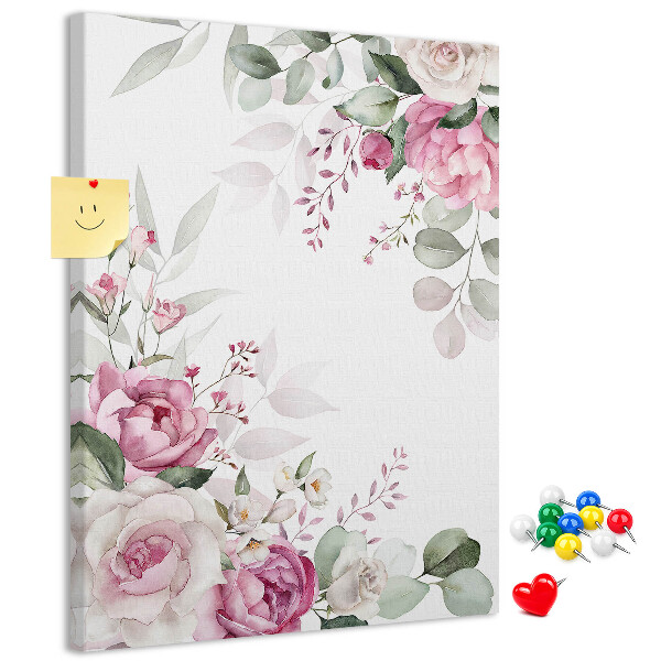 Tablero de corcho con estampado floral en delicados tonos de rosa