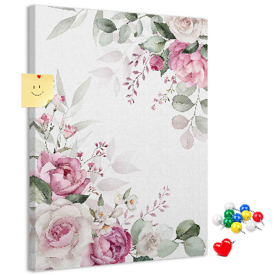 Tablero de corcho con estampado floral en delicados tonos de rosa