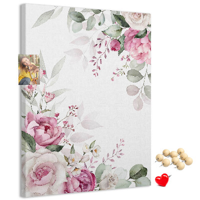 Tablero de corcho con estampado floral en delicados tonos de rosa