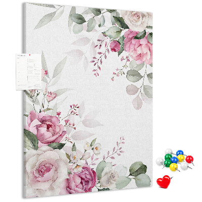 Tablero de corcho con estampado floral en delicados tonos de rosa