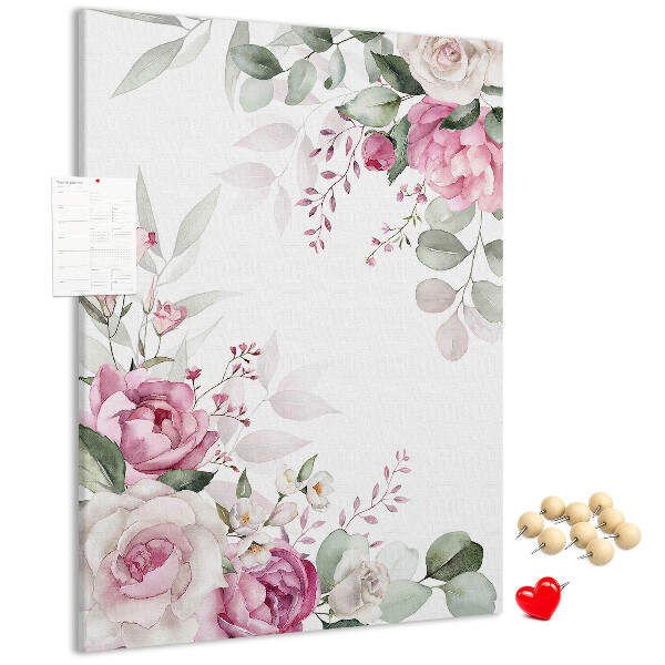 Tablero de corcho con estampado floral en delicados tonos de rosa