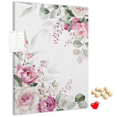 Tablero de corcho con estampado floral en delicados tonos de rosa