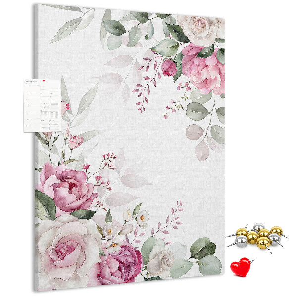Tablero de corcho con estampado floral en delicados tonos de rosa
