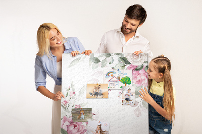 Tablero de corcho con estampado floral en delicados tonos de rosa