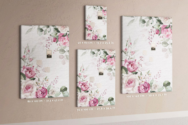 Tablero de corcho con estampado floral en delicados tonos de rosa