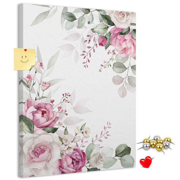 Tablero de corcho con estampado floral en delicados tonos de rosa