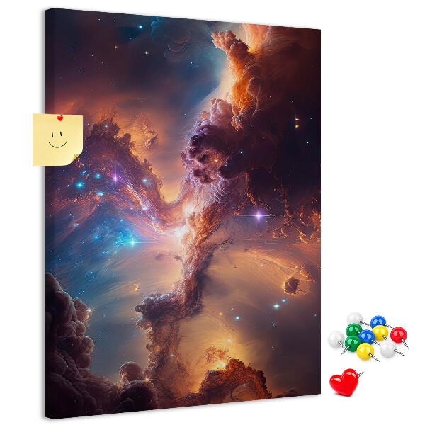 Tablero de corcho para pared con diseño de fenómenos cósmicos en una galaxia colorida