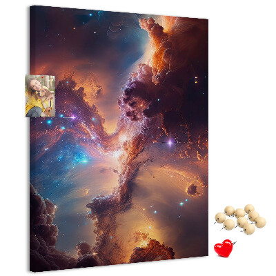 Tablero de corcho para pared con diseño de fenómenos cósmicos en una galaxia colorida
