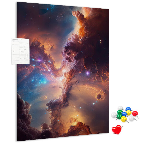 Tablero de corcho para pared con diseño de fenómenos cósmicos en una galaxia colorida