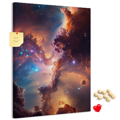 Tablero de corcho para pared con diseño de fenómenos cósmicos en una galaxia colorida