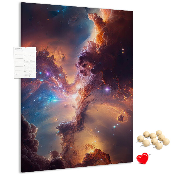 Tablero de corcho para pared con diseño de fenómenos cósmicos en una galaxia colorida