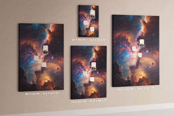 Tablero de corcho para pared con diseño de fenómenos cósmicos en una galaxia colorida