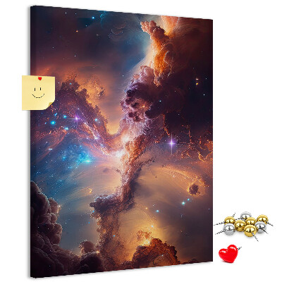 Tablero de corcho para pared con diseño de fenómenos cósmicos en una galaxia colorida