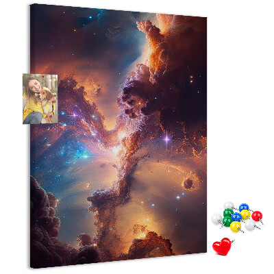Tablero de corcho para pared con diseño de fenómenos cósmicos en una galaxia colorida
