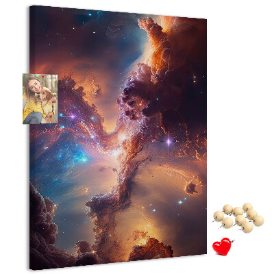 Tablero de corcho para pared con diseño de fenómenos cósmicos en una galaxia colorida