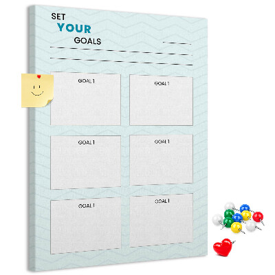 Tablero de corcho para pared Planificación de objetivos con un tema de chevrón