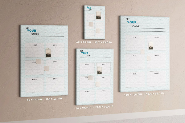 Tablero de corcho para pared Planificación de objetivos con un tema de chevrón
