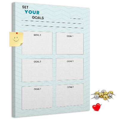 Tablero de corcho para pared Planificación de objetivos con un tema de chevrón