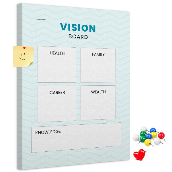 Tablero de corcho para visión organizador con cuatro categorías de objetivos