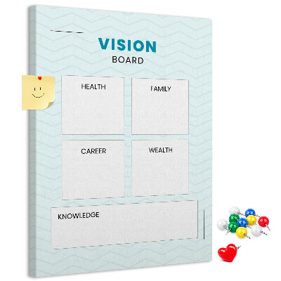 Tablero de corcho para visión organizador con cuatro categorías de objetivos