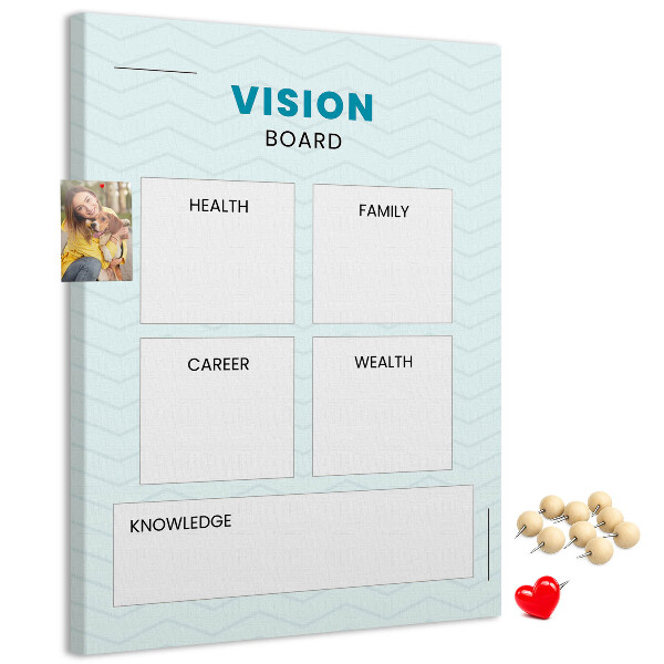 Tablero de corcho para visión organizador con cuatro categorías de objetivos