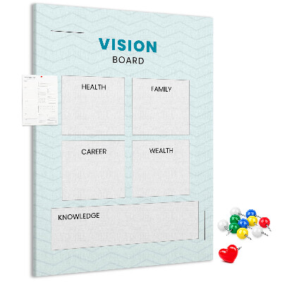 Tablero de corcho para visión organizador con cuatro categorías de objetivos