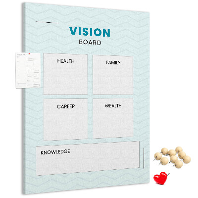 Tablero de corcho para visión organizador con cuatro categorías de objetivos
