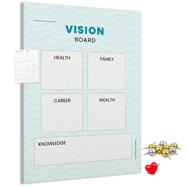 Tablero de corcho para visión organizador con cuatro categorías de objetivos