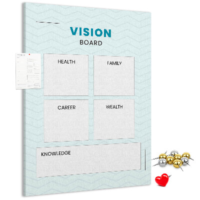 Tablero de corcho para visión organizador con cuatro categorías de objetivos