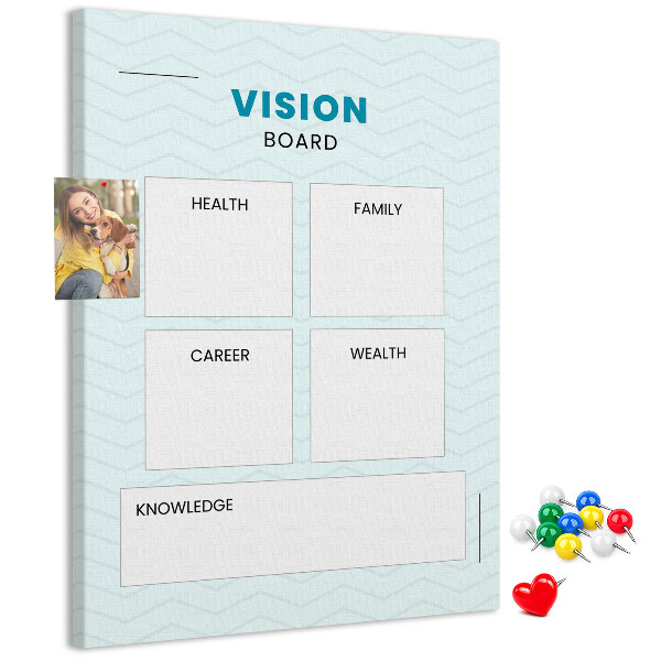 Tablero de corcho para visión organizador con cuatro categorías de objetivos