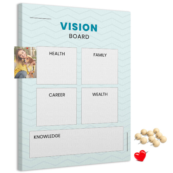 Tablero de corcho para visión organizador con cuatro categorías de objetivos