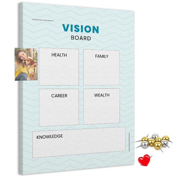 Tablero de corcho para visión organizador con cuatro categorías de objetivos