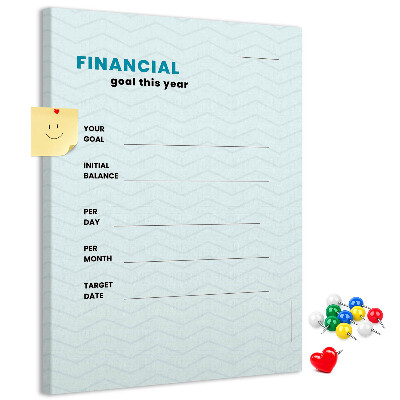 Tablero de corcho para pared Un tema para planificar objetivos financieros