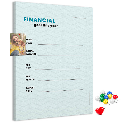 Tablero de corcho para pared Un tema para planificar objetivos financieros