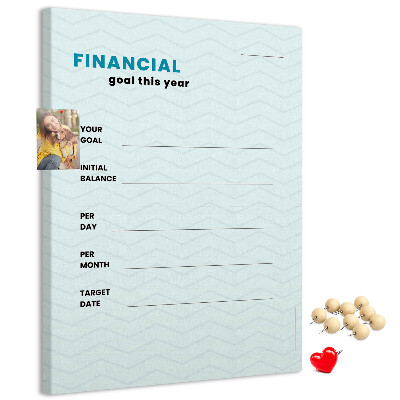 Tablero de corcho para pared Un tema para planificar objetivos financieros
