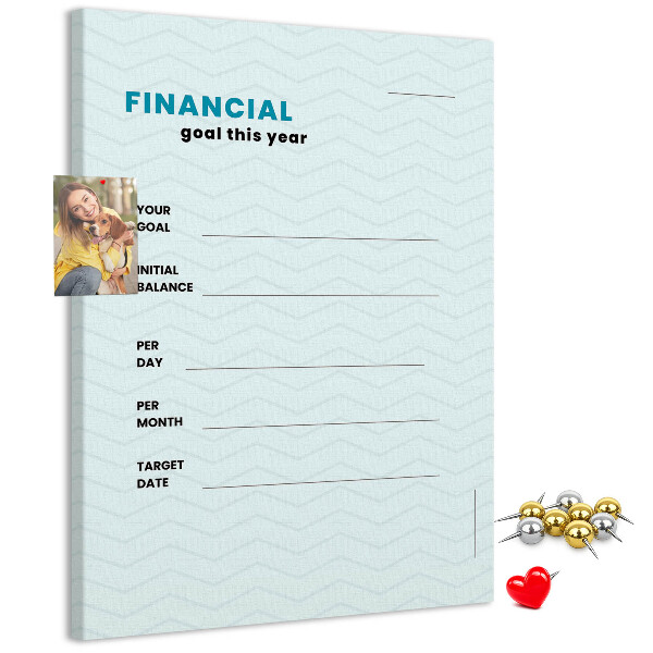 Tablero de corcho para pared Un tema para planificar objetivos financieros