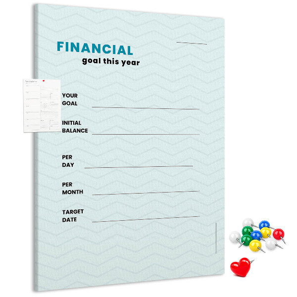 Tablero de corcho para pared Un tema para planificar objetivos financieros