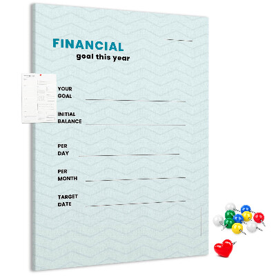 Tablero de corcho para pared Un tema para planificar objetivos financieros