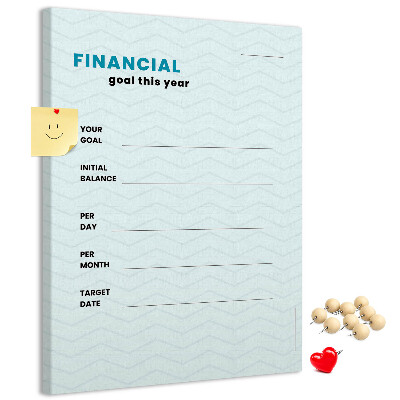 Tablero de corcho para pared Un tema para planificar objetivos financieros