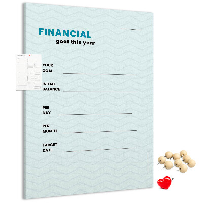 Tablero de corcho para pared Un tema para planificar objetivos financieros