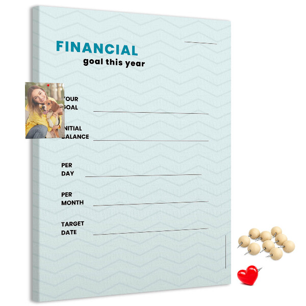 Tablero de corcho para pared Un tema para planificar objetivos financieros