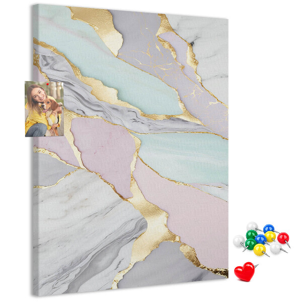 Tablero de corcho Una elegante combinación de mármol y tonos pastel.