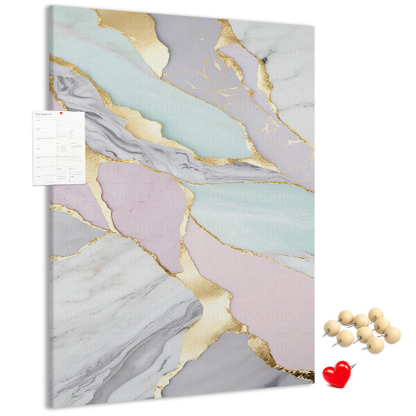 Tablero de corcho Una elegante combinación de mármol y tonos pastel.