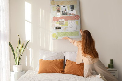 Tablero de corcho para pared con diseño colorido de planificador semanal de comidas para la familia