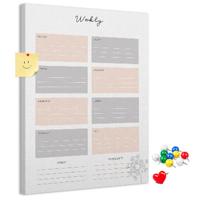 Tablero de corcho Planificador semanal con secciones de colores