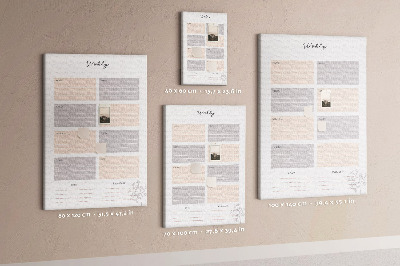 Tablero de corcho planificador semanal con secciones de colores