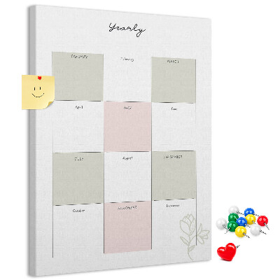 Tablero de corcho para pared Agenda anual con diseño minimalista