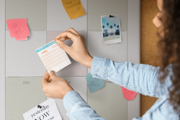 Tablero de corcho para pared con diseño minimalista de agenda anual